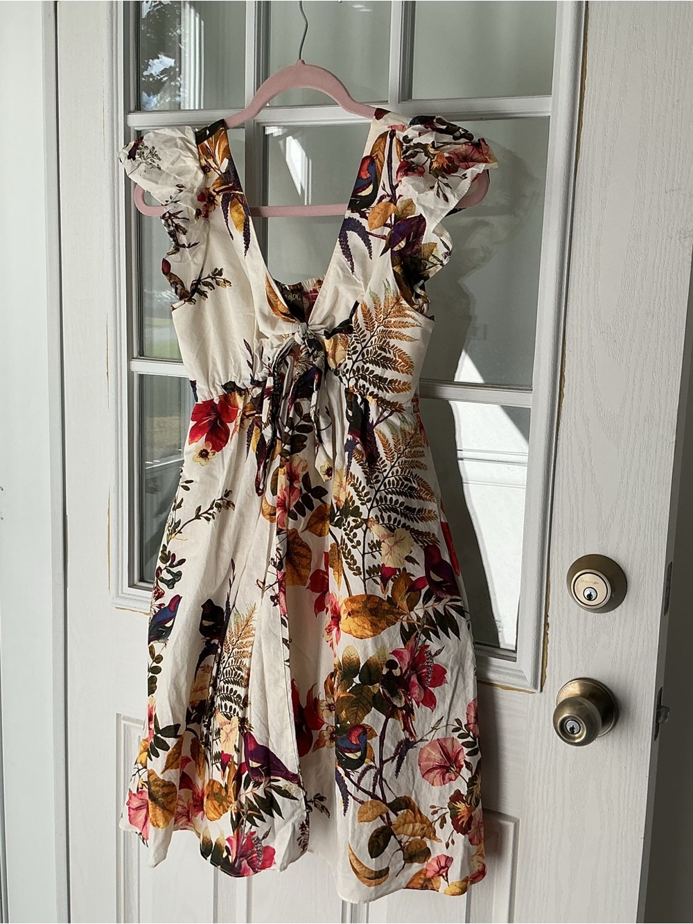 Floral Fit-and-Flare Summer Dress - Cream with Multicolor Floral Print